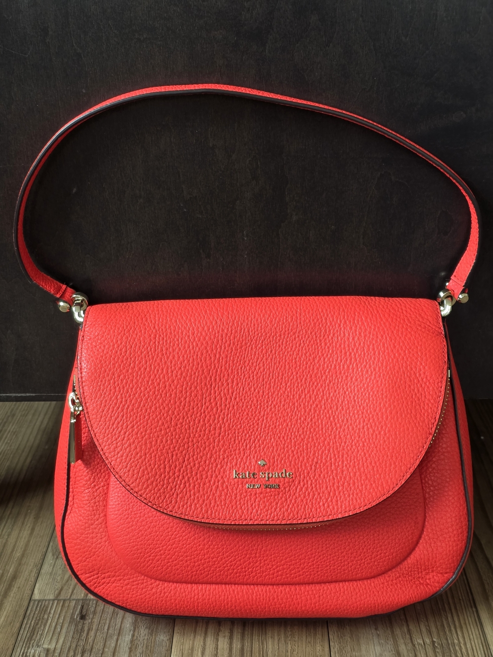 Kate Spade Red Pebble Leather Shoulder Bag